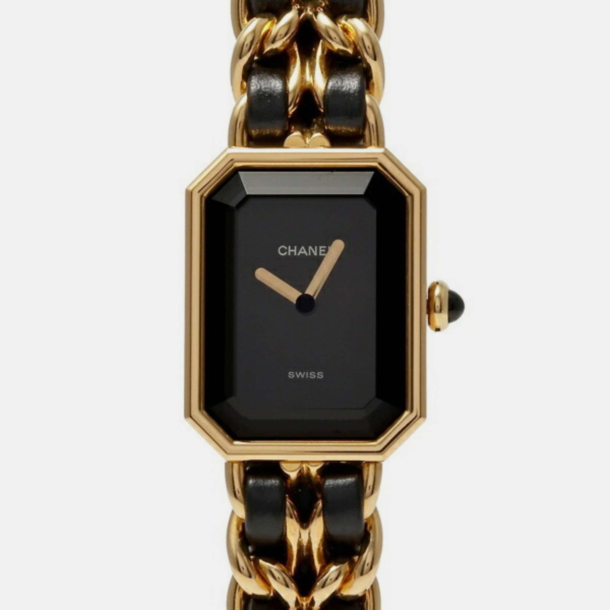 

Chanel Black Yellow Gold Plated Stainless Steel Premiere Quartz Women's Wristwatch 20 mm