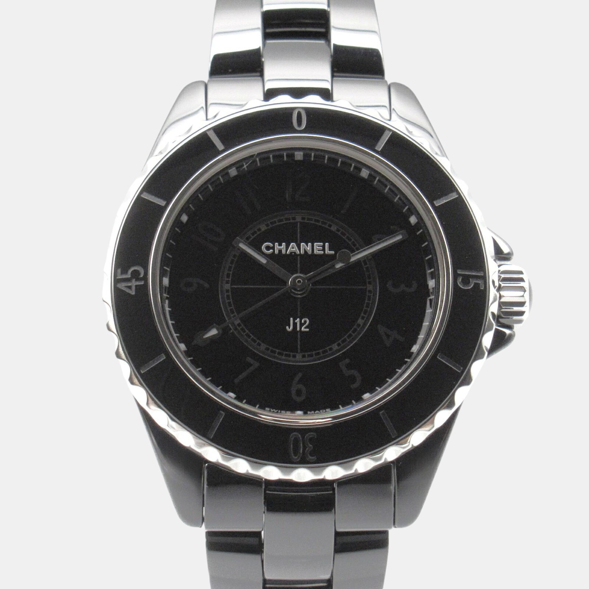 Pre-owned Chanel Black Ceramic J12 Phantom Watch