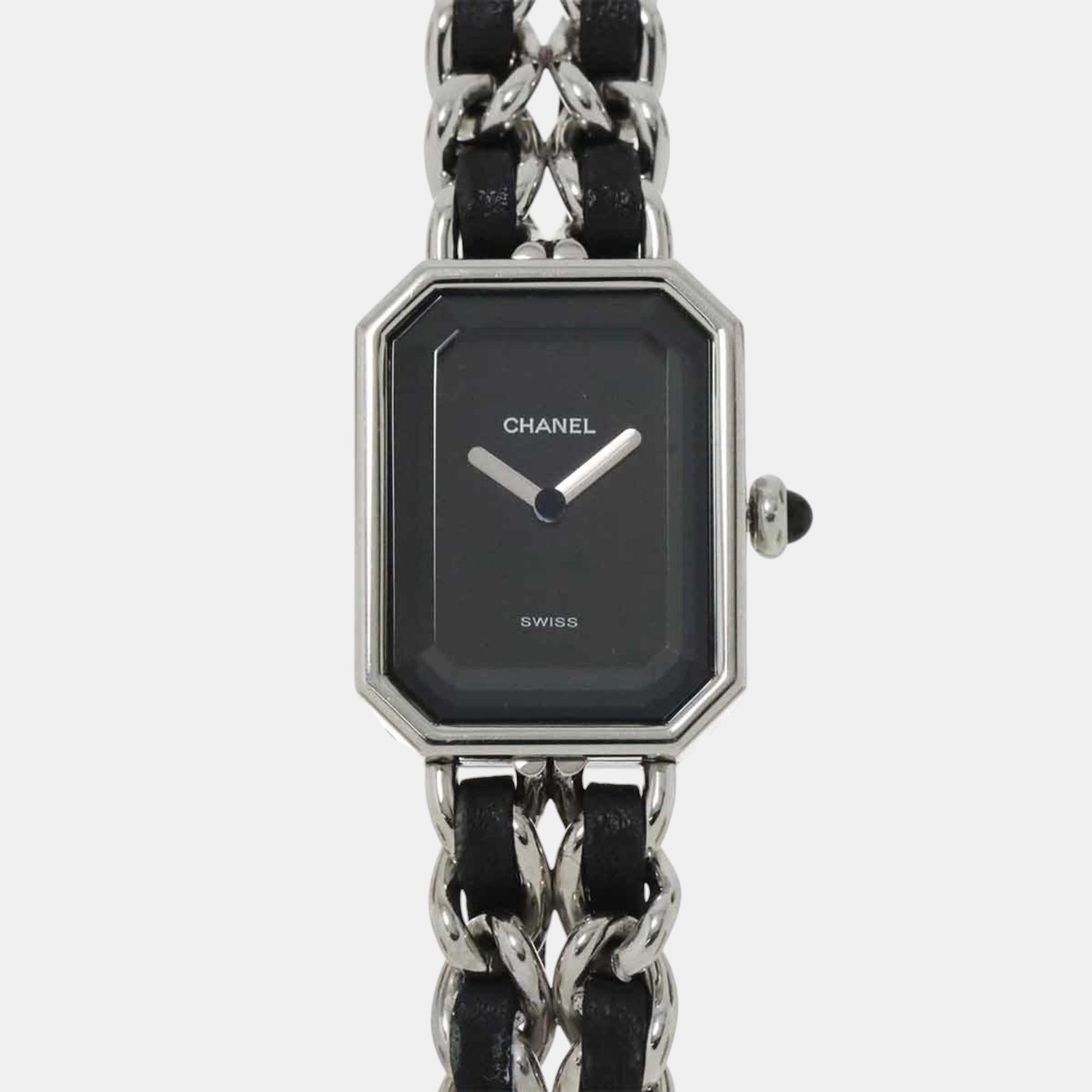 

Chanel Black Silver Quartz Premiere L size H0451 Ladies watch