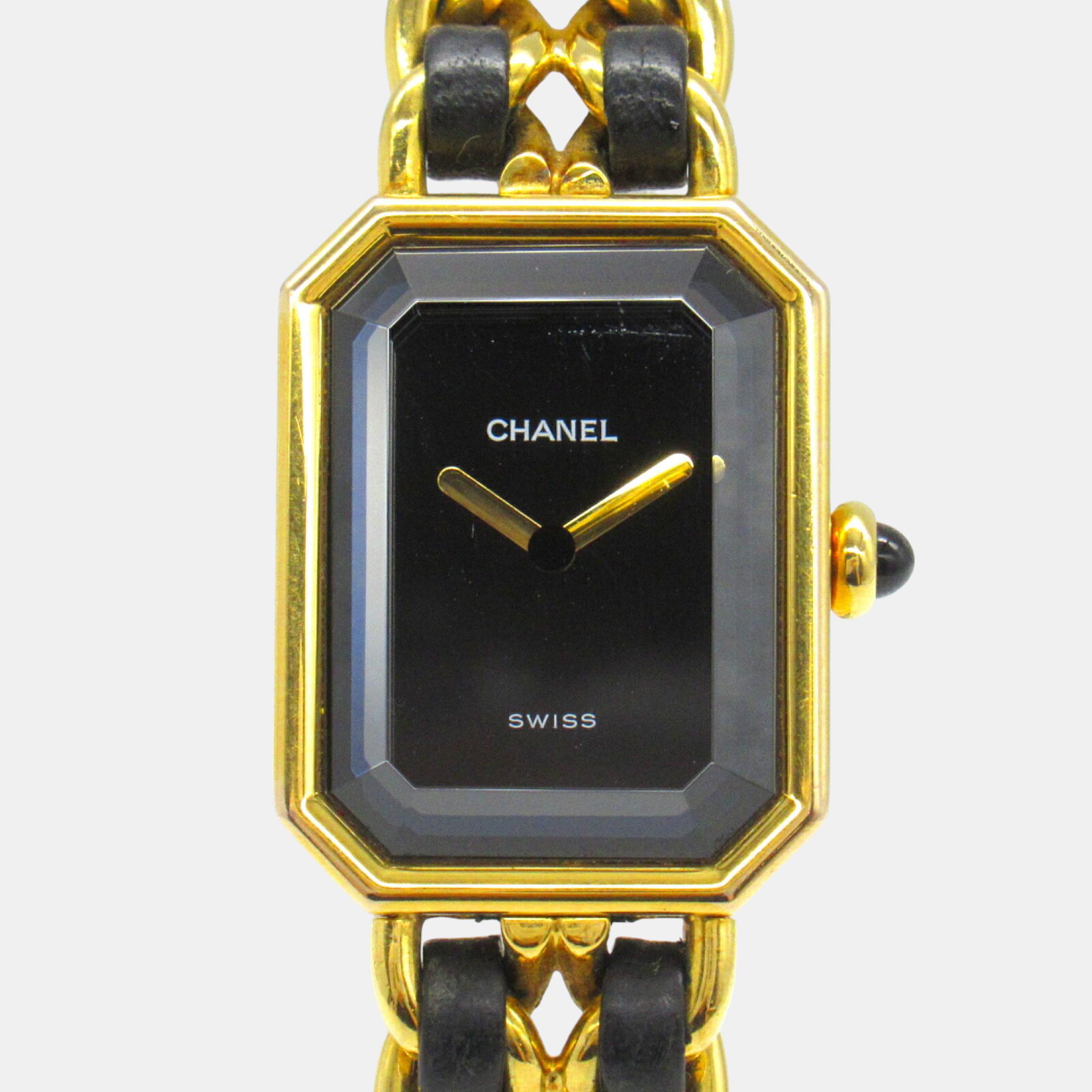 

Chanel Black Premiere L GP Leather Strap Women's Watch