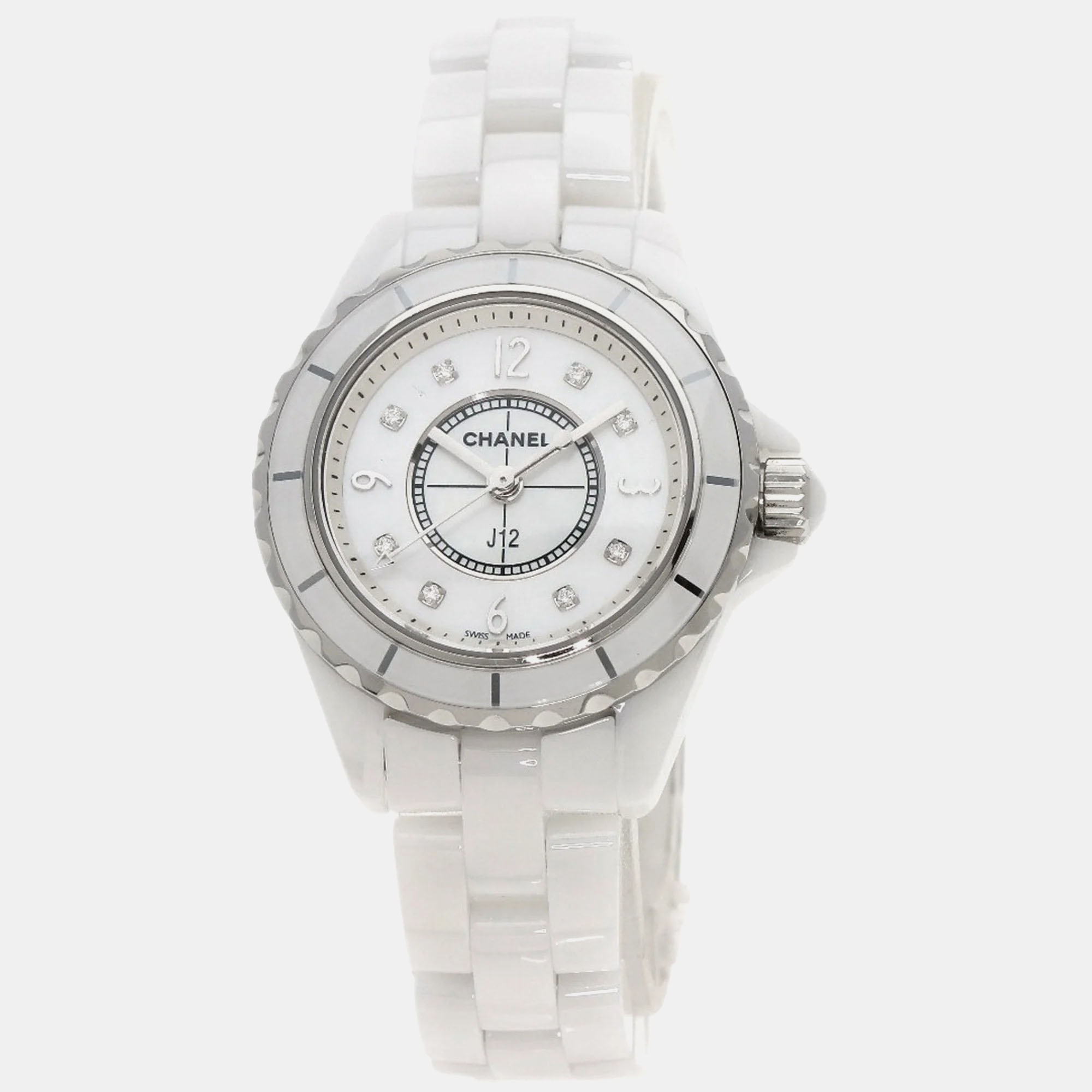 

Chanel White Shell Ceramic J12 Quartz Women's Wristwatch 29 mm