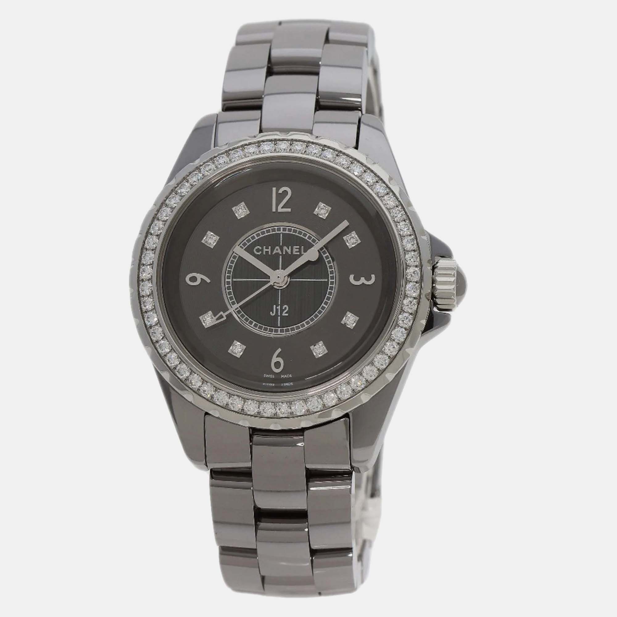 

Chanel Grey Stainless Steel Ceramic J12 Quartz Women's Wristwatch 33 mm