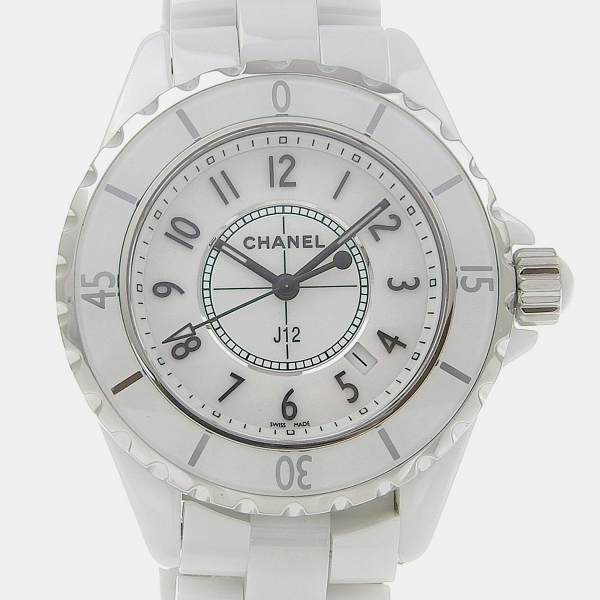 

Chanel White Ceramic J12 H0968 Quartz Women's Wristwatch 33 mm