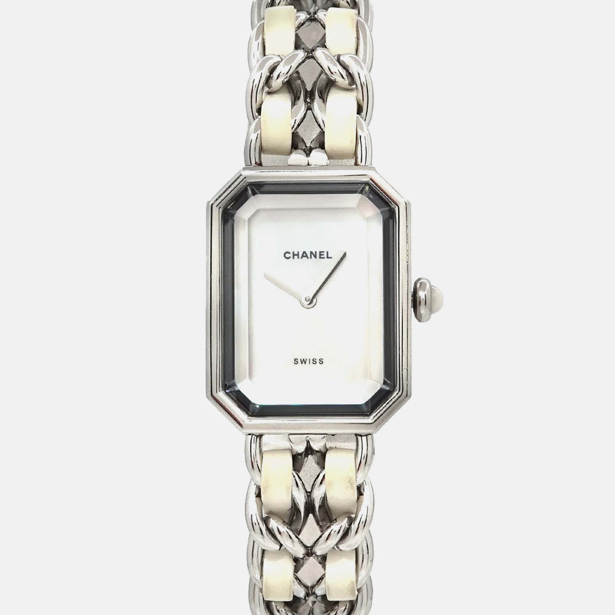 

Chanel White Shell Stainless Steel Premiere Quartz Women's Wristwatch 20 mm