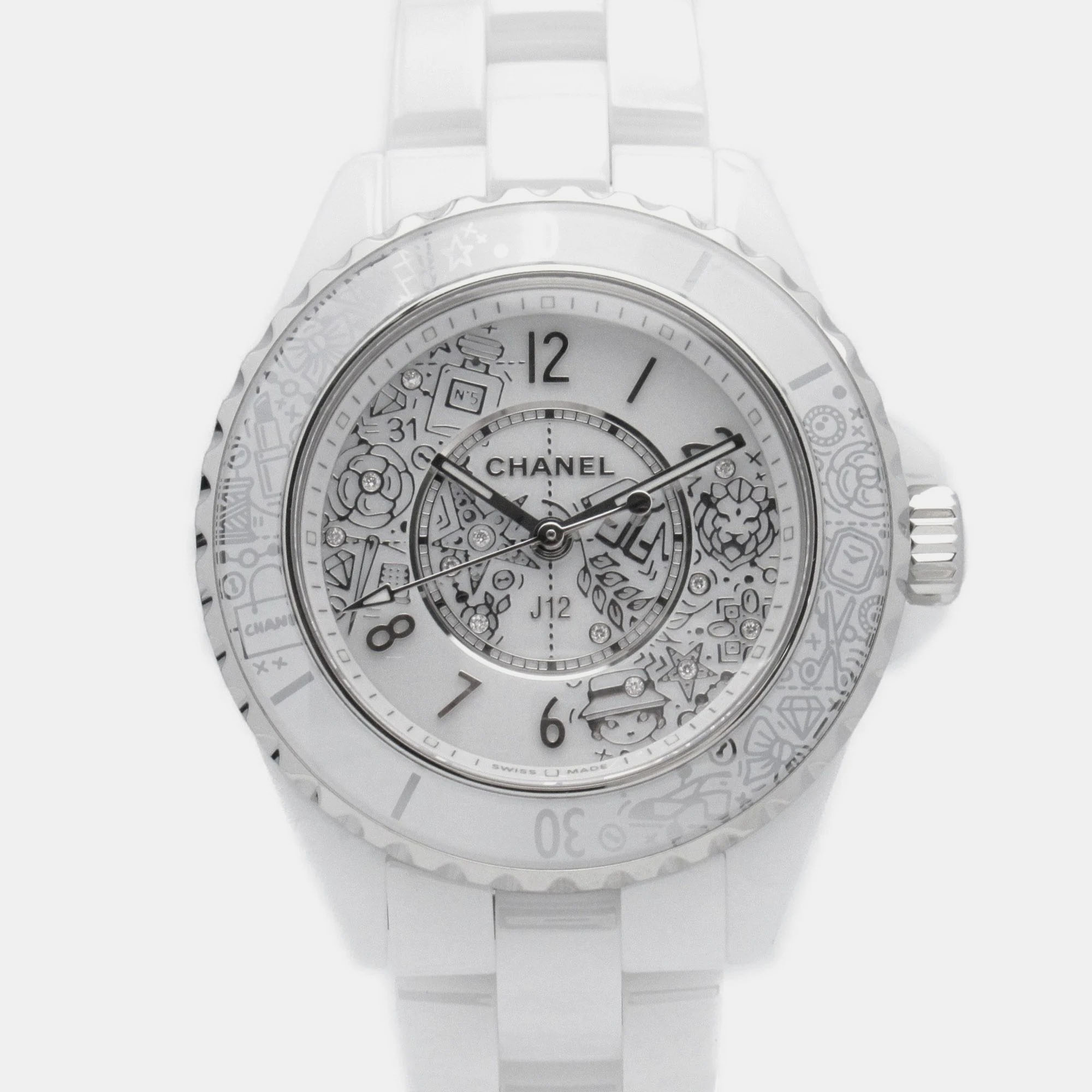 

Chanel White Ceramic J12 Quartz Women's Wristwatch 34 mm