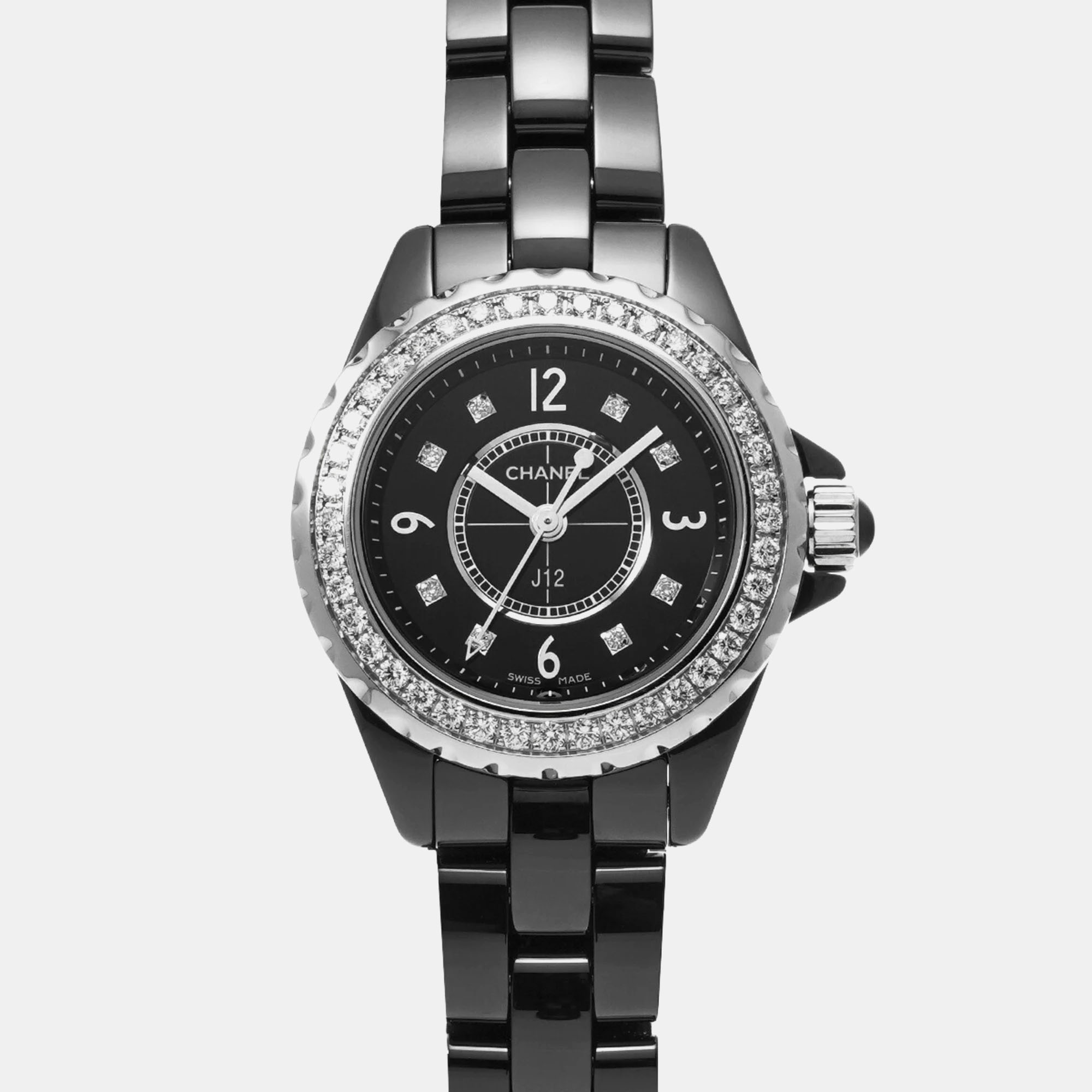 

Chanel Black Diamond Ceramic J12 H2571 Quartz Women's Wristwatch 29 mm