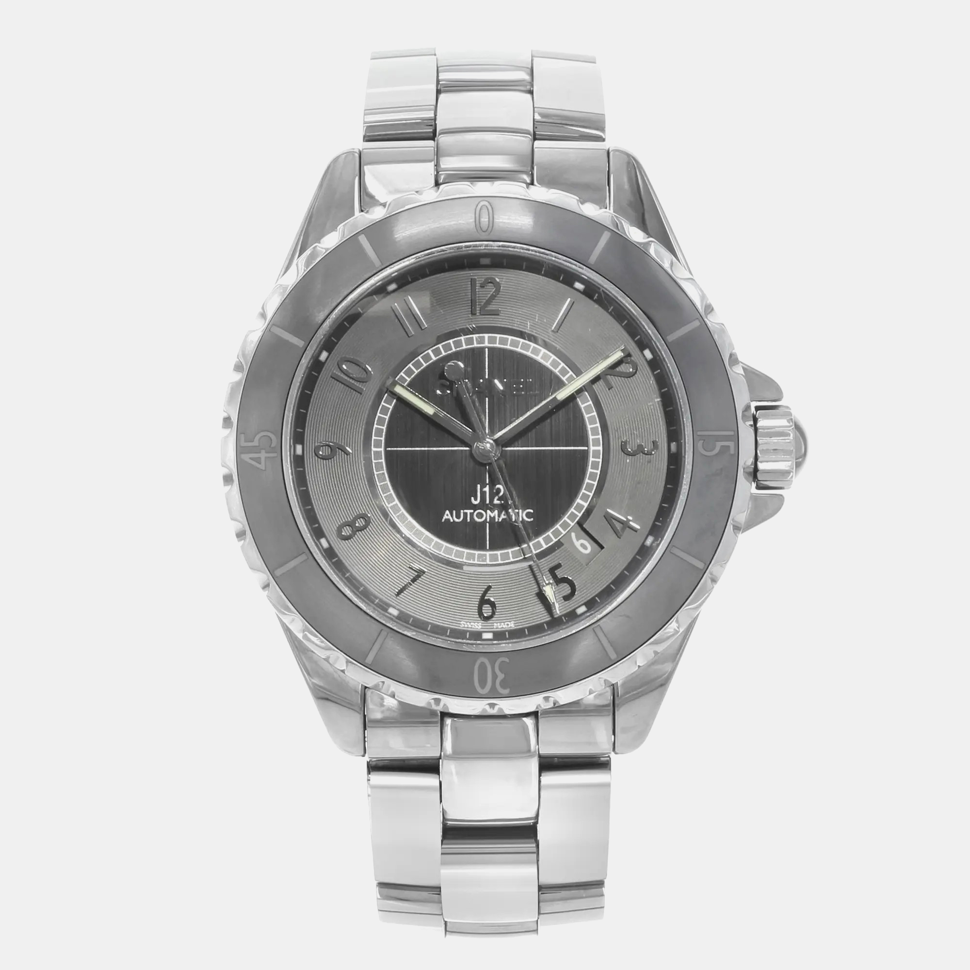 

Chanel J12 Chromatic Gray Arabic Dial Ceramic Steel Automatic Unisex Watch  mm, Grey