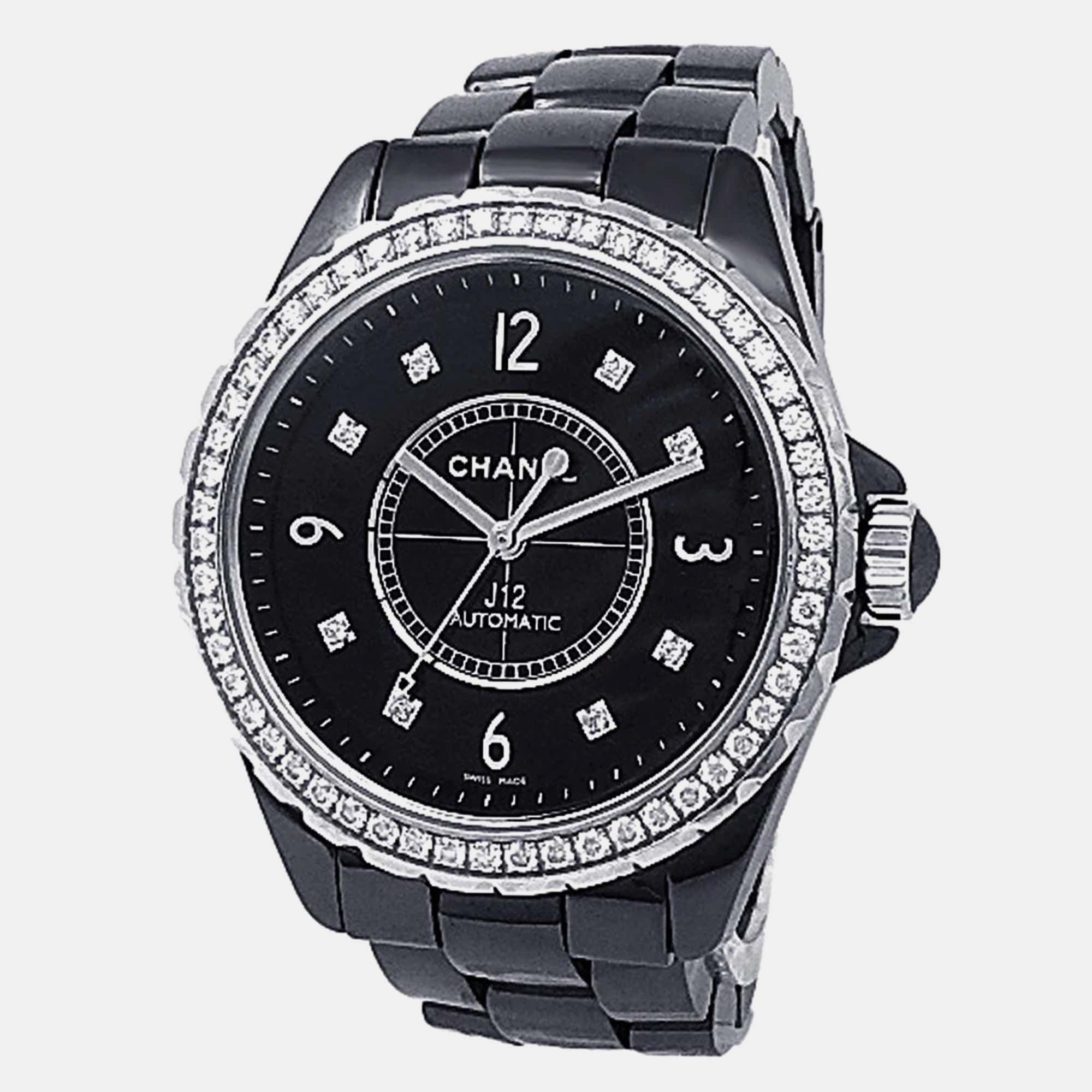 

Chanel J12 H3109 Automatic Black Dial Ceramic Diamond Women's Wristwatch