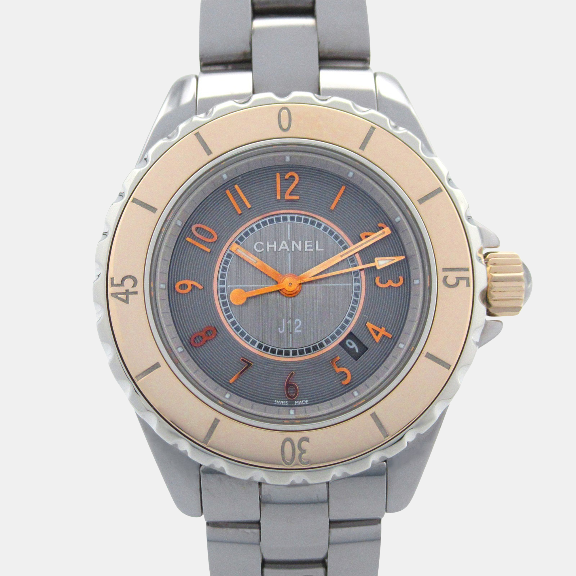

Chanel J12 H4197 Quartz Grey 18k Rose Gold Ceramic Women's Wristwatch 34 mm