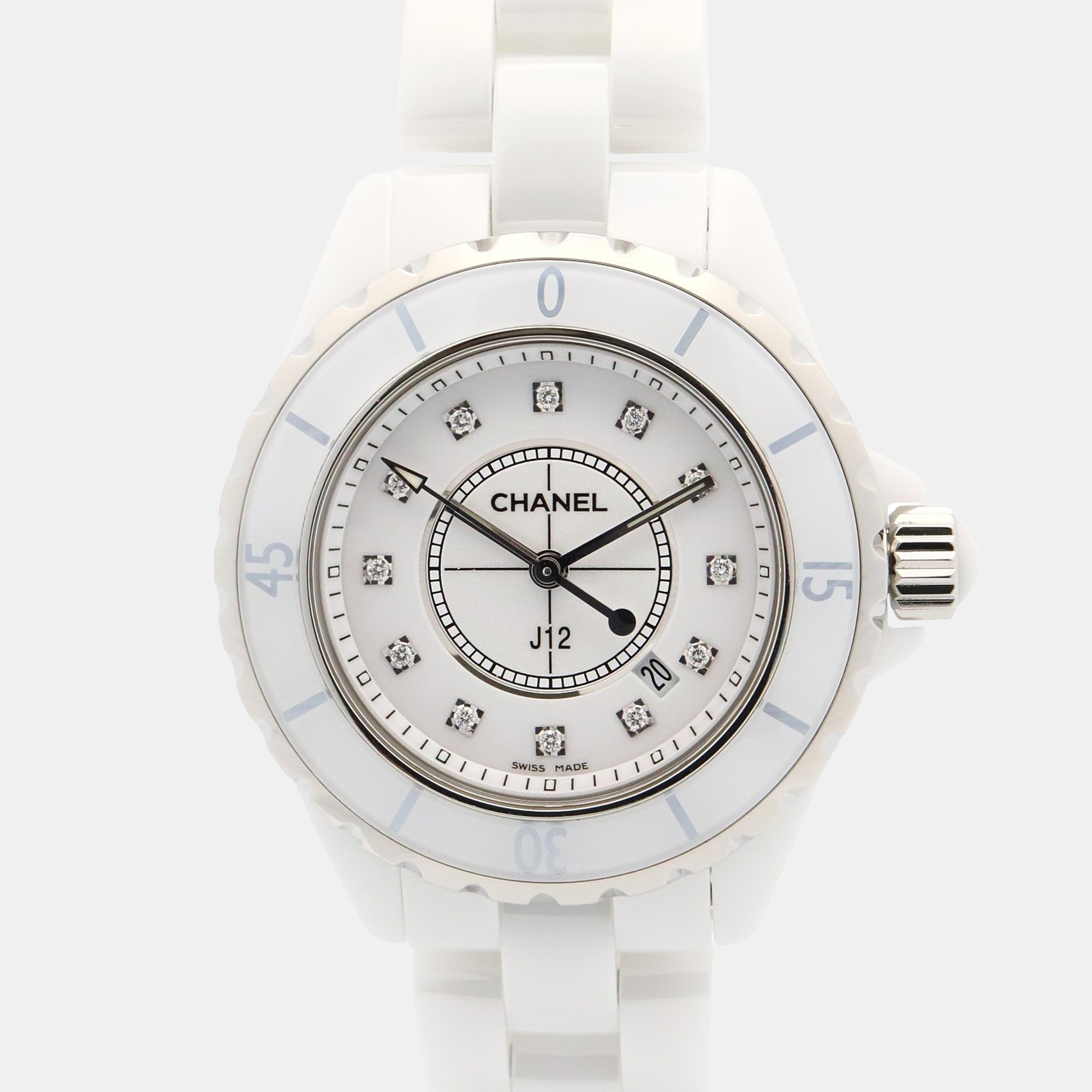 

Chanel J12 H1628 Quartz White Ceramic Stainless Steel Women's Wristwatch 33 mm
