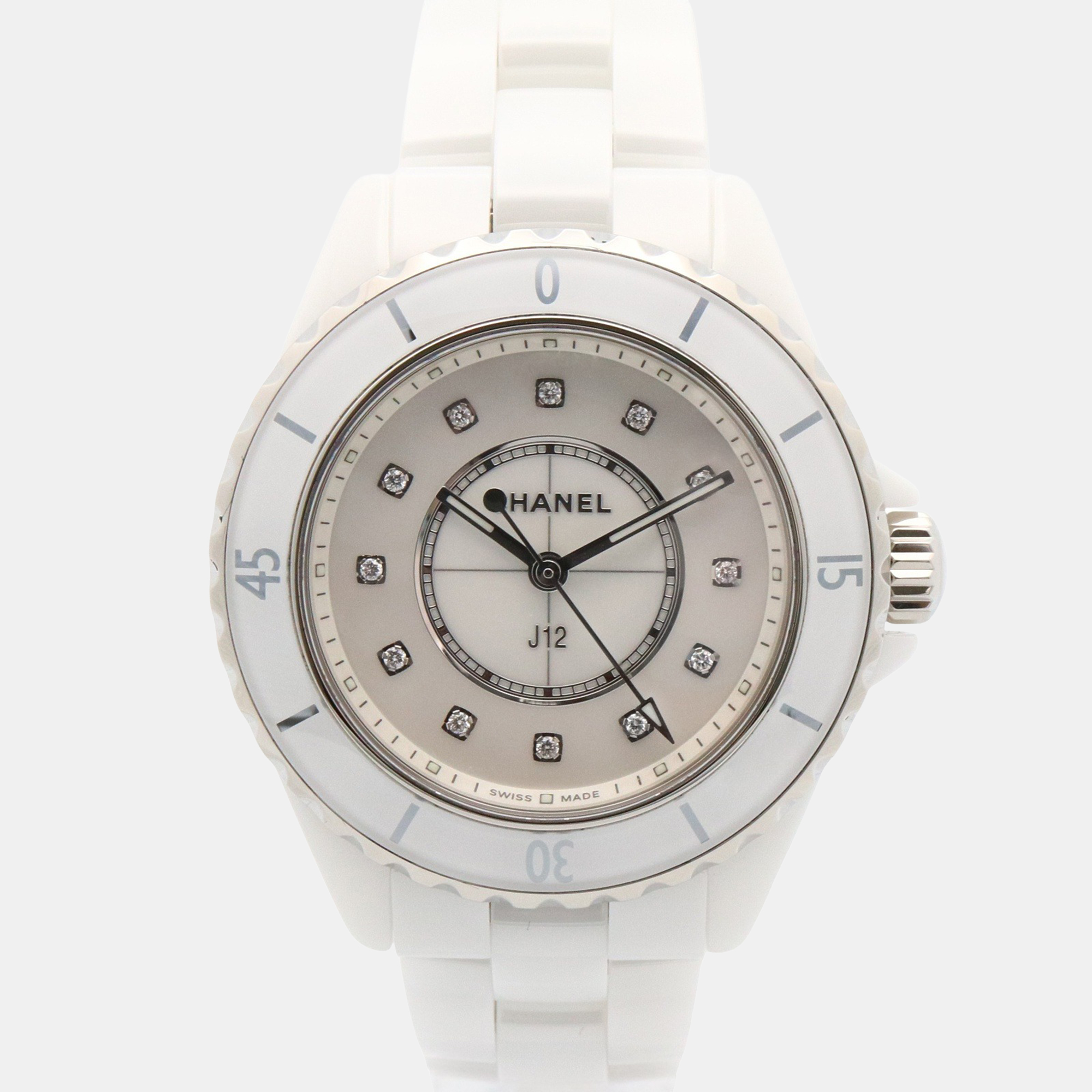 

Chanel Ceramic J12 H5704 Quartz Stainless Steel Women's Wristwatch, White