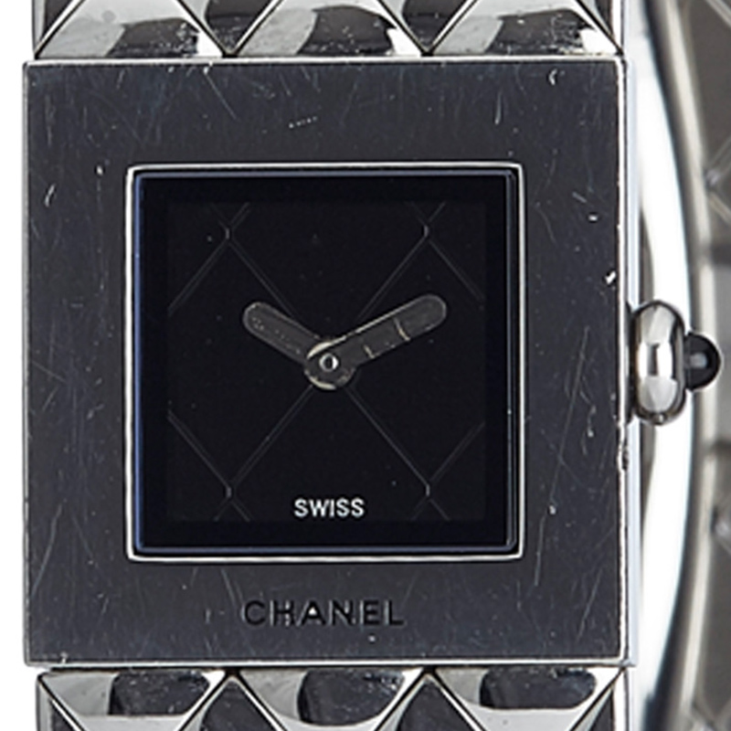 

Chanel Black Stainless Steel Quilted Mademoiselle Women's Wristwatch