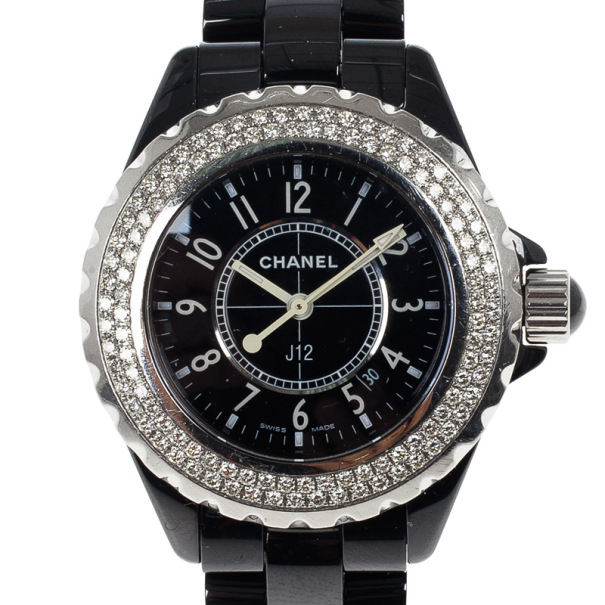 Pre Owned Chanel Black Ceramic J12 Women's Wristwatch 33MM