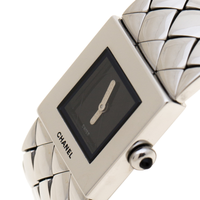 

Chanel Black Stainless Steel Matelasse CD34755 Women's Wristwatch, Silver