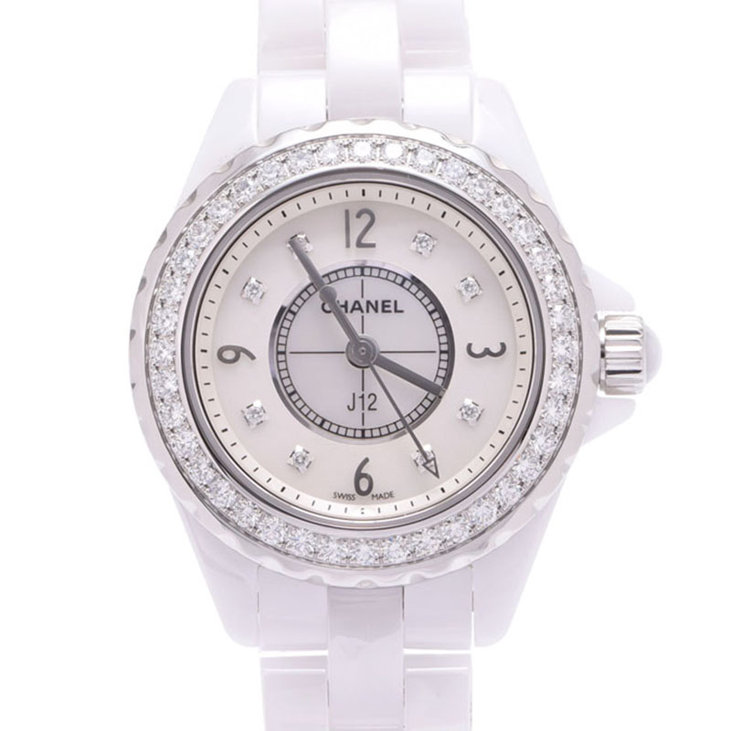 

Chanel Shell MOP Diamond and Stainless Steel J12 Women's Wristwatch, Silver