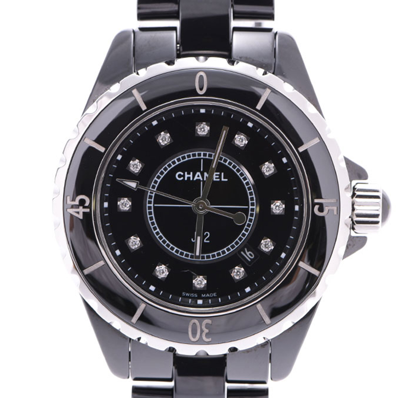 

Chanel Black Ceramic Stainless Steel and Diamond J12 H1625 Women's Wristwatch