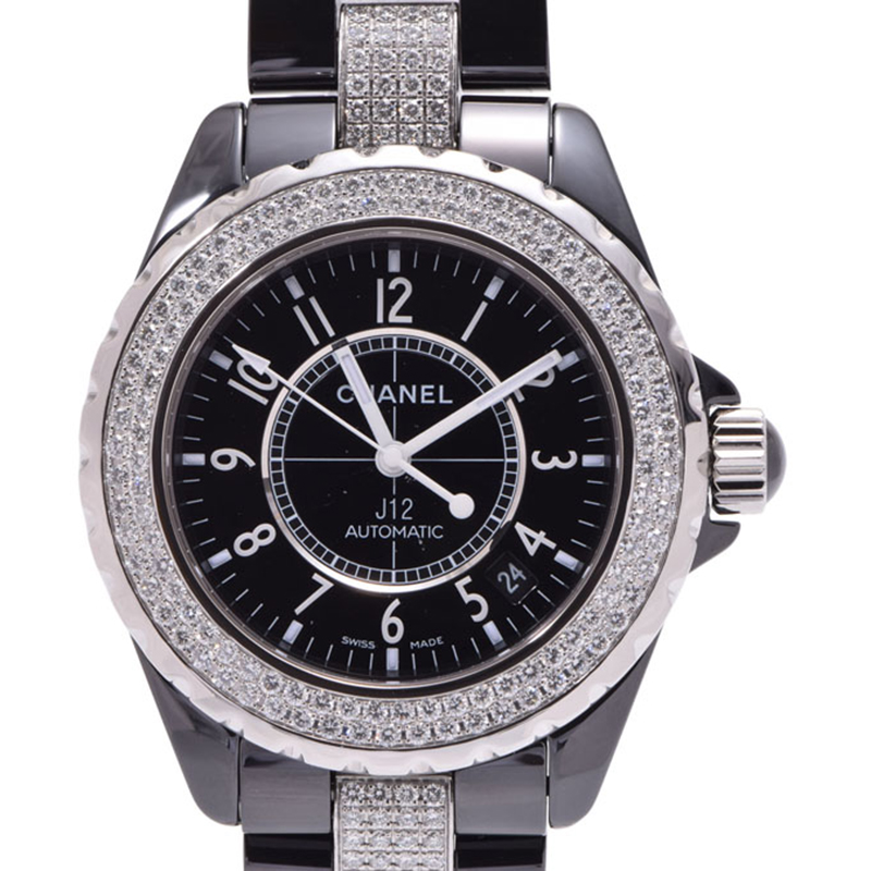 

Chanel Black Stainless Steel and Diamond J12 H1339 Women's Wristwatch