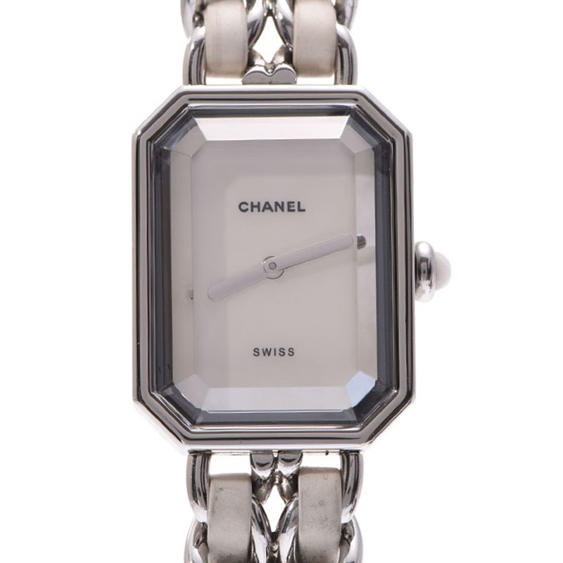 

Chanel Shell Stainless Steel and Leather Premiere Women's Wristwatch, Silver