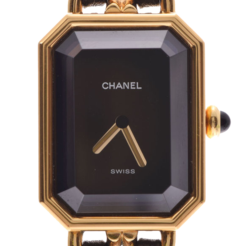

Chanel Gold Plated and Leather Premiere Women's Wristwatch, Black