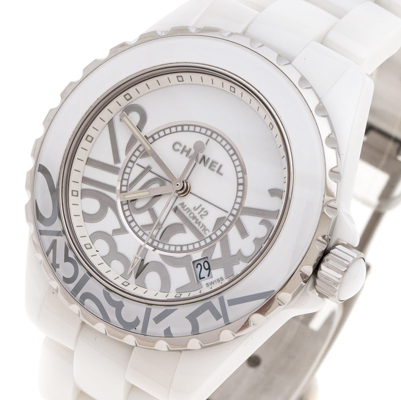 

Chanel White Ceramic Stainless Steel J12 Graffiti Limited Edition H5240 Women's Wristwatch