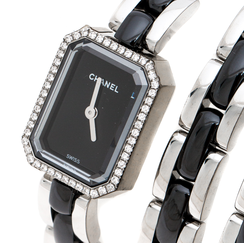 

Chanel Black Ceramic Stainless Steel Diamond Premiere Women's Wristwatch