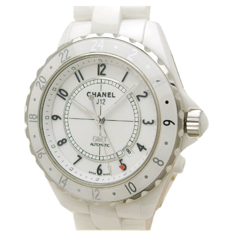 Pre-owned Chanel White Ceramic J12 Gmt H2126 Women's Wristwatch 42mm