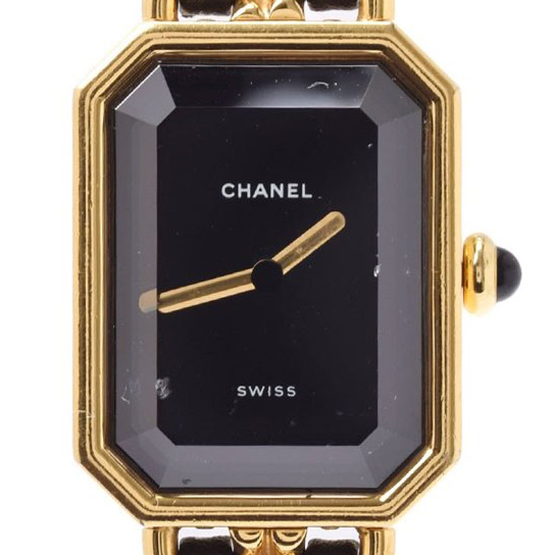 

Chanel Black Gold Plated and Leather Premiere H0001 Women's Wristwatch