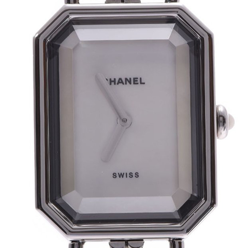 

Chanel MOP Stainless Steeland Leather Premiere H1639 Women's Wristwatch, White