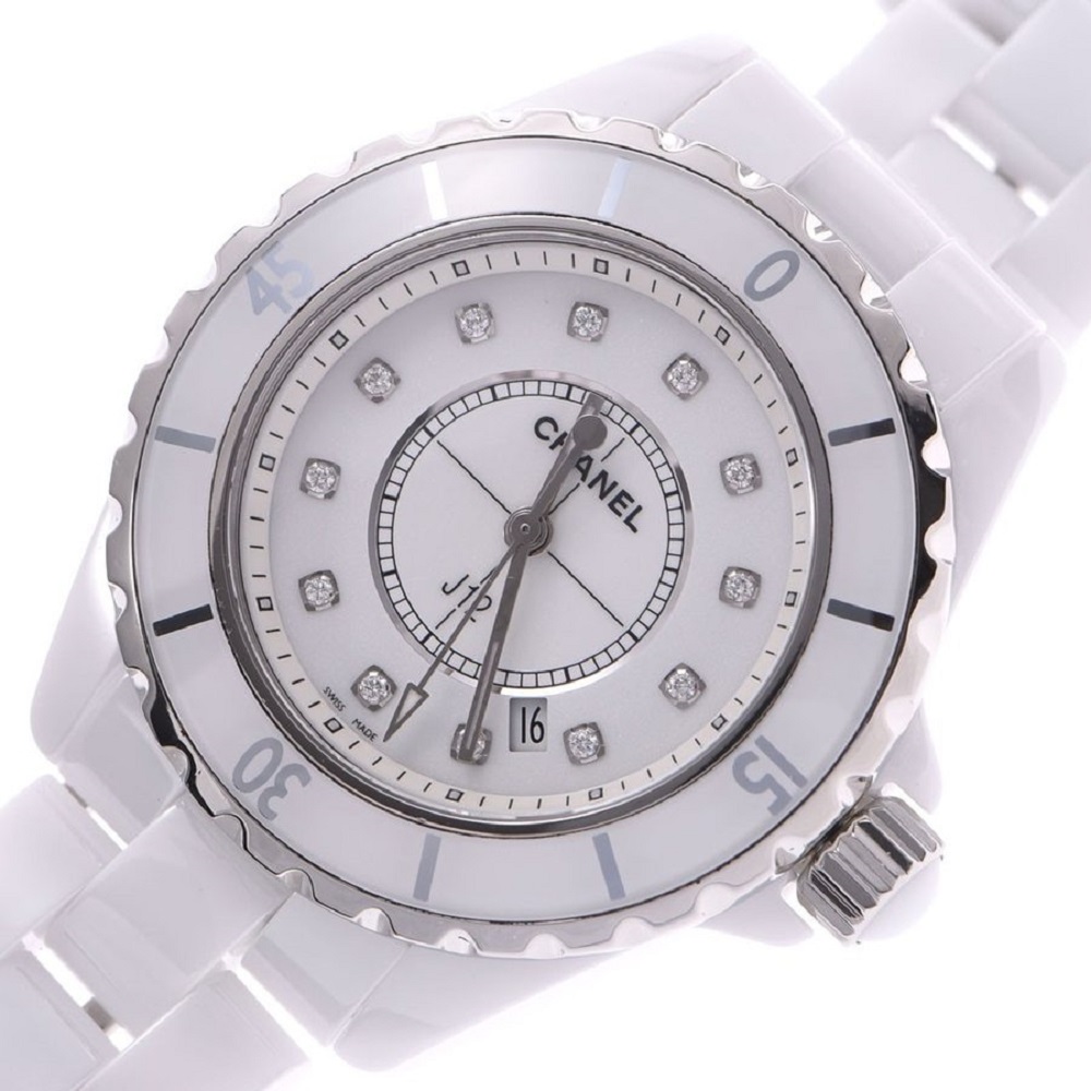 

Chanel White Ceramic Diamond J12 H1628 Women's Wristwatch