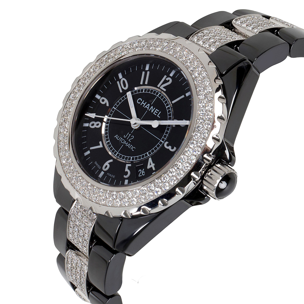 

Chanel Black Ceramic Diamond J12 H1339 Women's Wristwatch