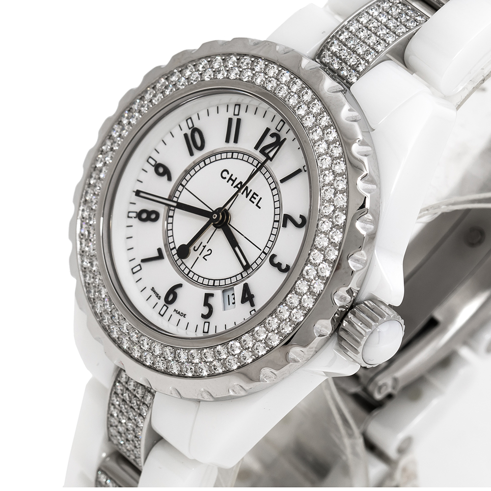 

Chanel White Ceramic Diamond J12 Women's Wristwatch