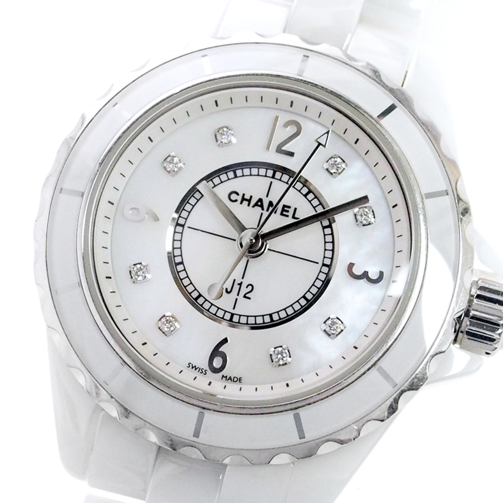 

Chanel MOP Diamonds Ceramic And Stainless Steel J12 H2570 Women' Wristwatch, White