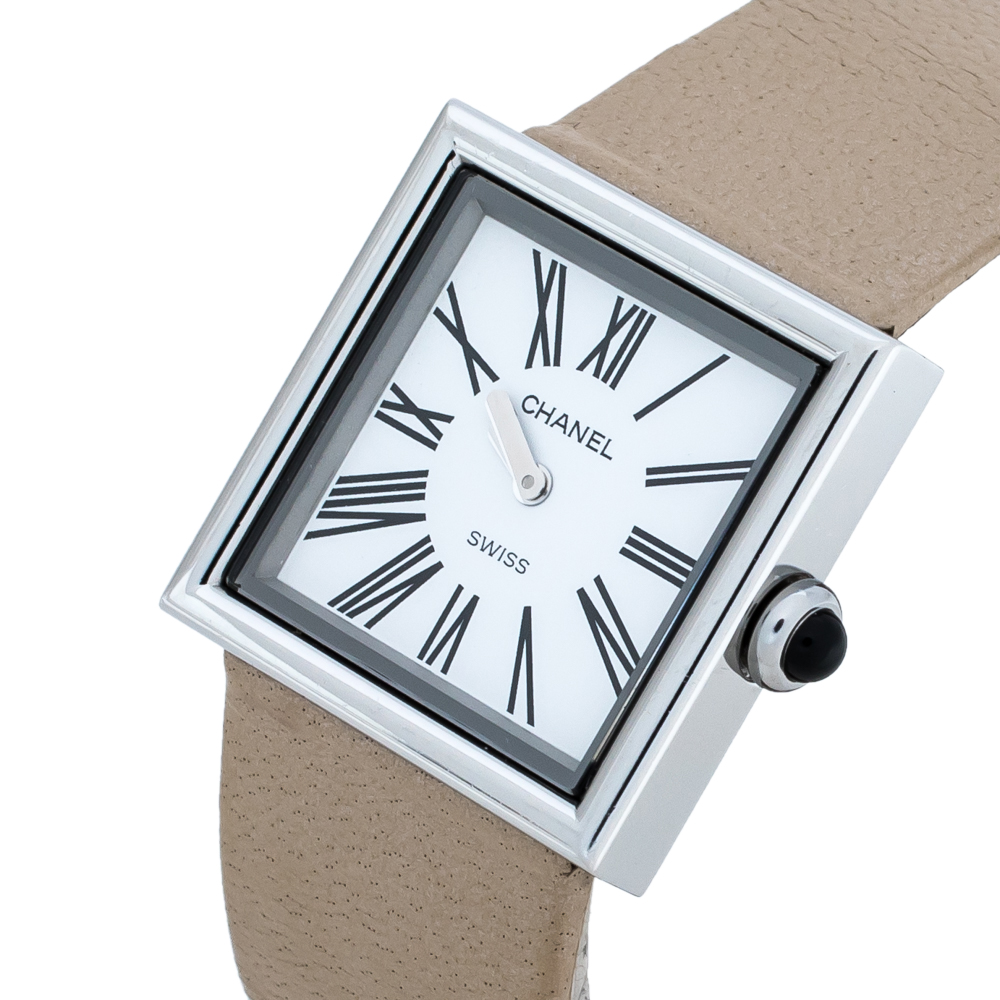 

Chanel White Stainless Steel Mademoiselle Women's Wristwatch, Cream