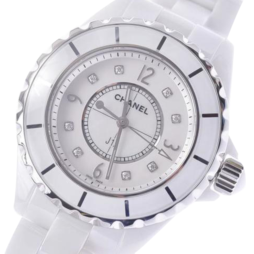 

Chanel White Diamond Ceramic J12 H2422 Quartz Women's Wristwatch