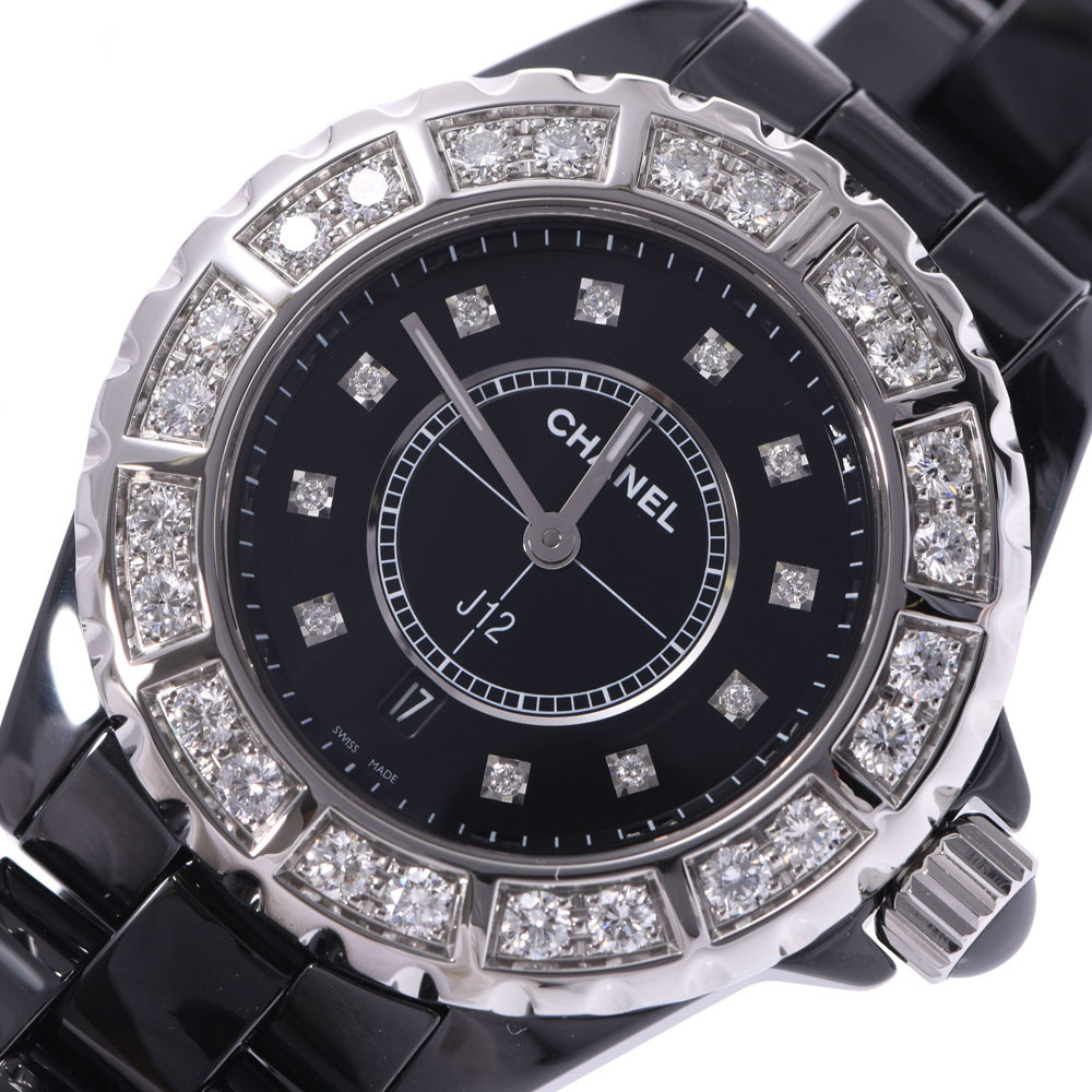 

Chanel Black Diamonds Ceramic And Stainless Steel Chanel J12 H2427 Quartz Women's Wristwatch