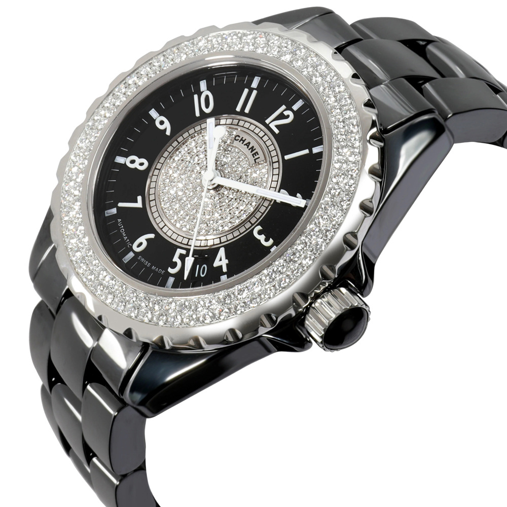 

Chanel Black Diamonds Stainless Steel And Ceramic J12 H1709 Women's Wristwatch