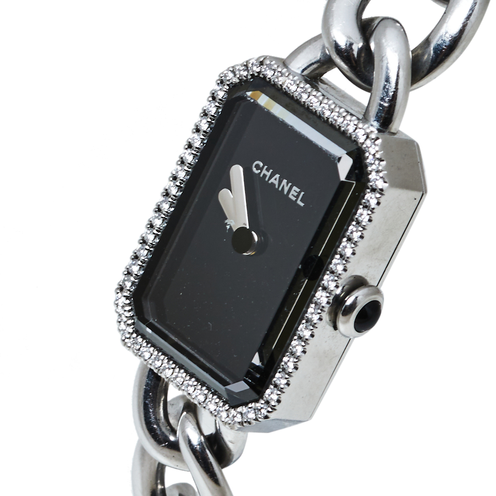 

Chanel Black Stainless Steel Diamond Premiere Chain H3252 Women's Wristwatch