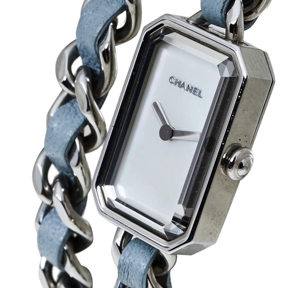 

Chanel Mother of Pearl Stainless Steel Leather H4327 Premi÷re Rock Quartz Women's Wristwatch, Silver