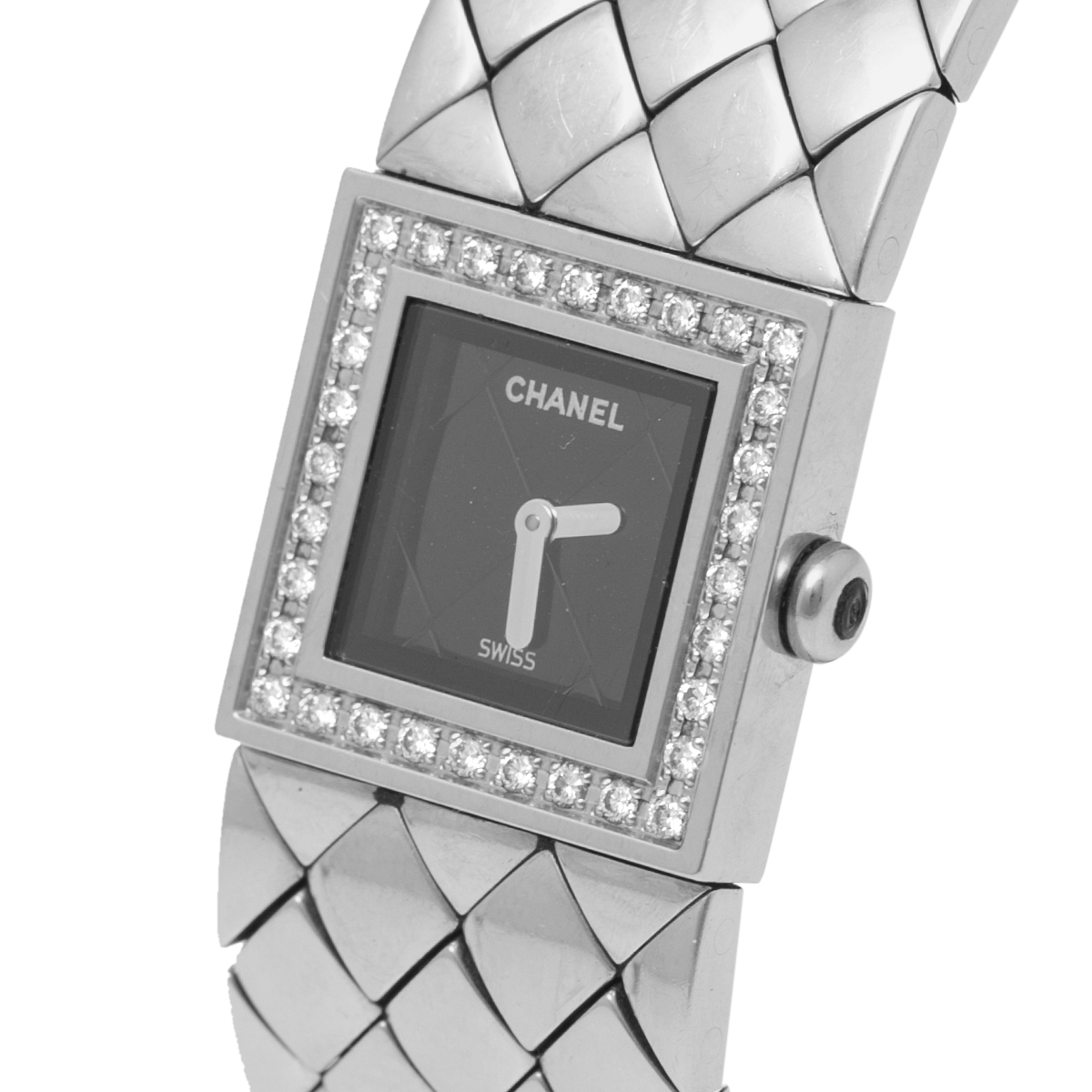 

Chanel Black Stainless Steel Diamond Matelassé H0009 Women's Wristwatch
