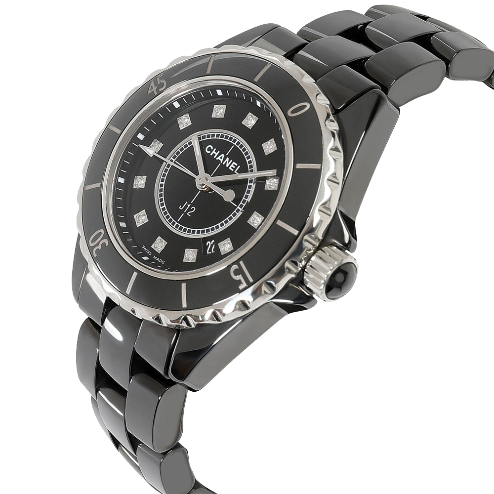 

Chanel Black Diamonds Ceramic J12 H1625 Women's Wristwatch 33 MM