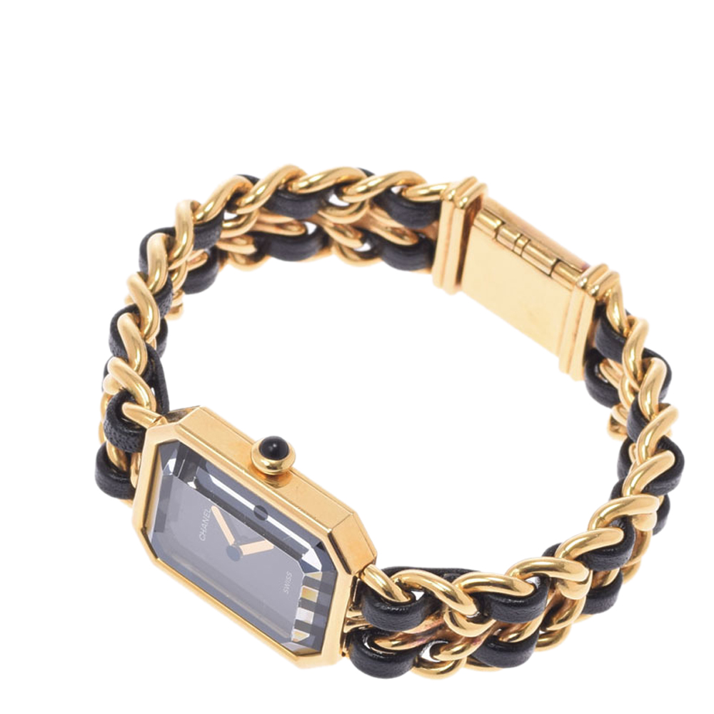 

Chanel Black Yellow Gold Plated Stainless Steel Premiere H0001 Quartz Women's Wristwatch 20 MM