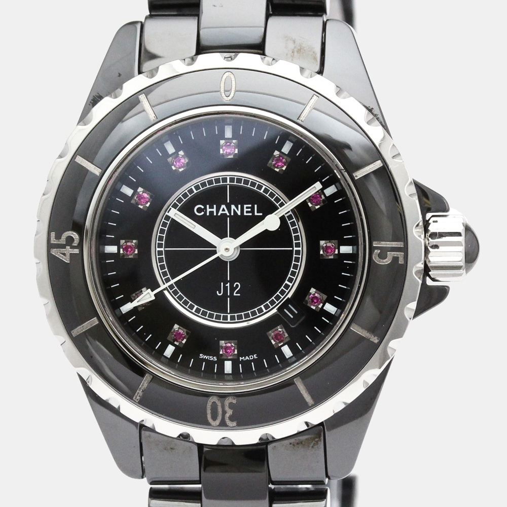 

Chanel Black Ruby Ceramic And Stainless Steel J12 Quartz H1634 Women's Wristwatch 33 MM