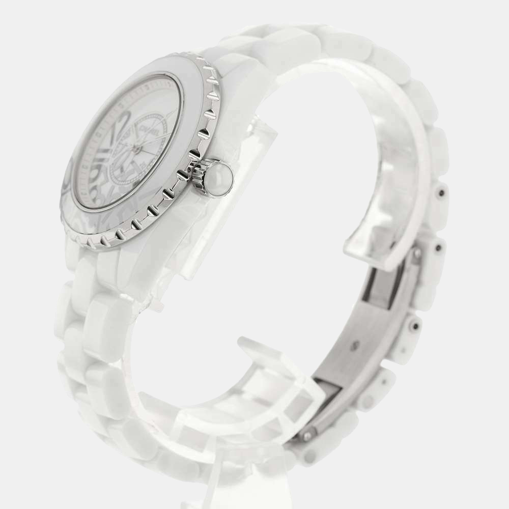 

Chanel White Ceramic J12 Graffiti Limited 1200 H5239 Women's Wristwatch 33 MM