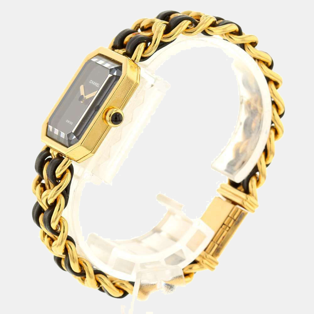 

Chanel Black Yellow Gold Plated Stainless Steel Premiere H0001 Quartz Women's Wristwatch 20 MM