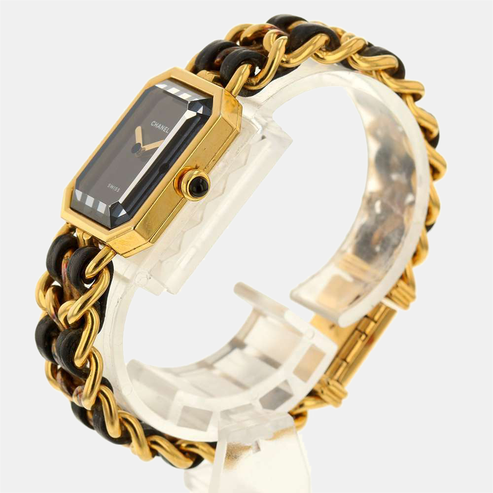 

Chanel Black Yellow Gold Plated Stainless Steel Premiere H0001 Quartz Women's Wristwatch 20 MM