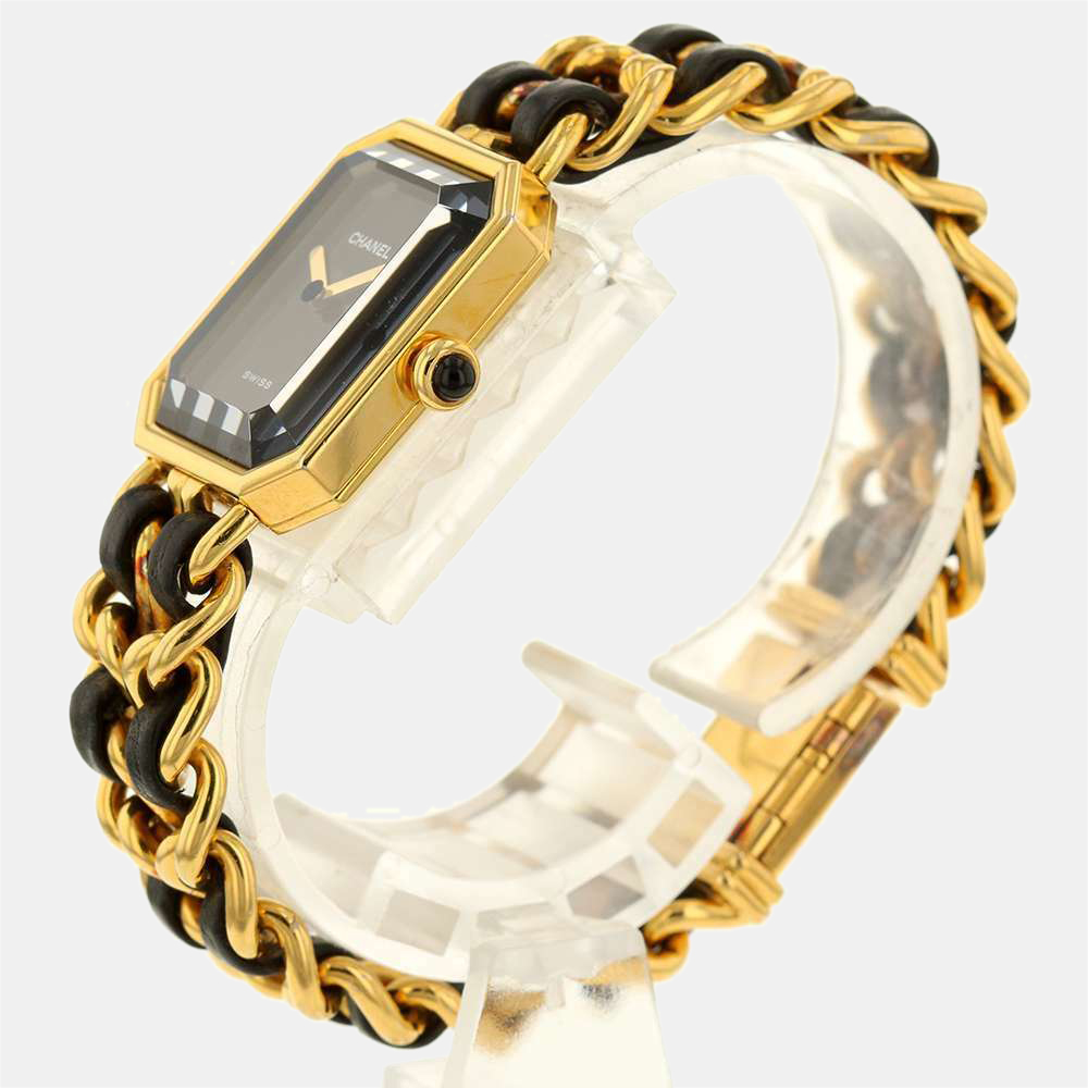 

Chanel Black Yellow Gold Plated Stainless Steel Premiere H0001 Quartz Women's Wristwatch 20 MM