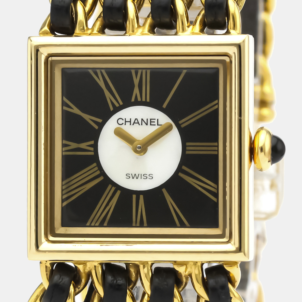 

Chanel MOP 18K Yellow Gold Mademoiselle Quartz H0006 Women's Wristwatch 22 mm, Black