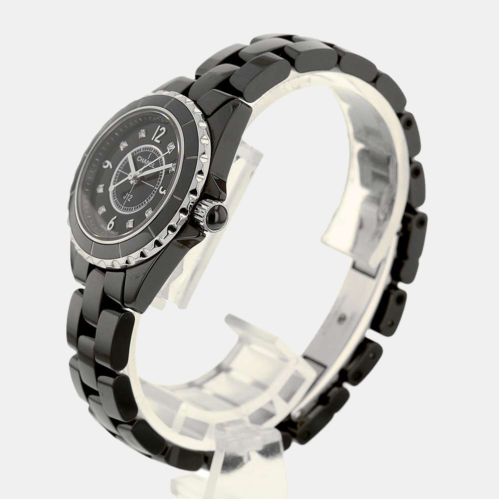 

Chanel Black Diamonds Ceramic And Stainless Steel J12 H2569 Women's Wristwatch 29 mm