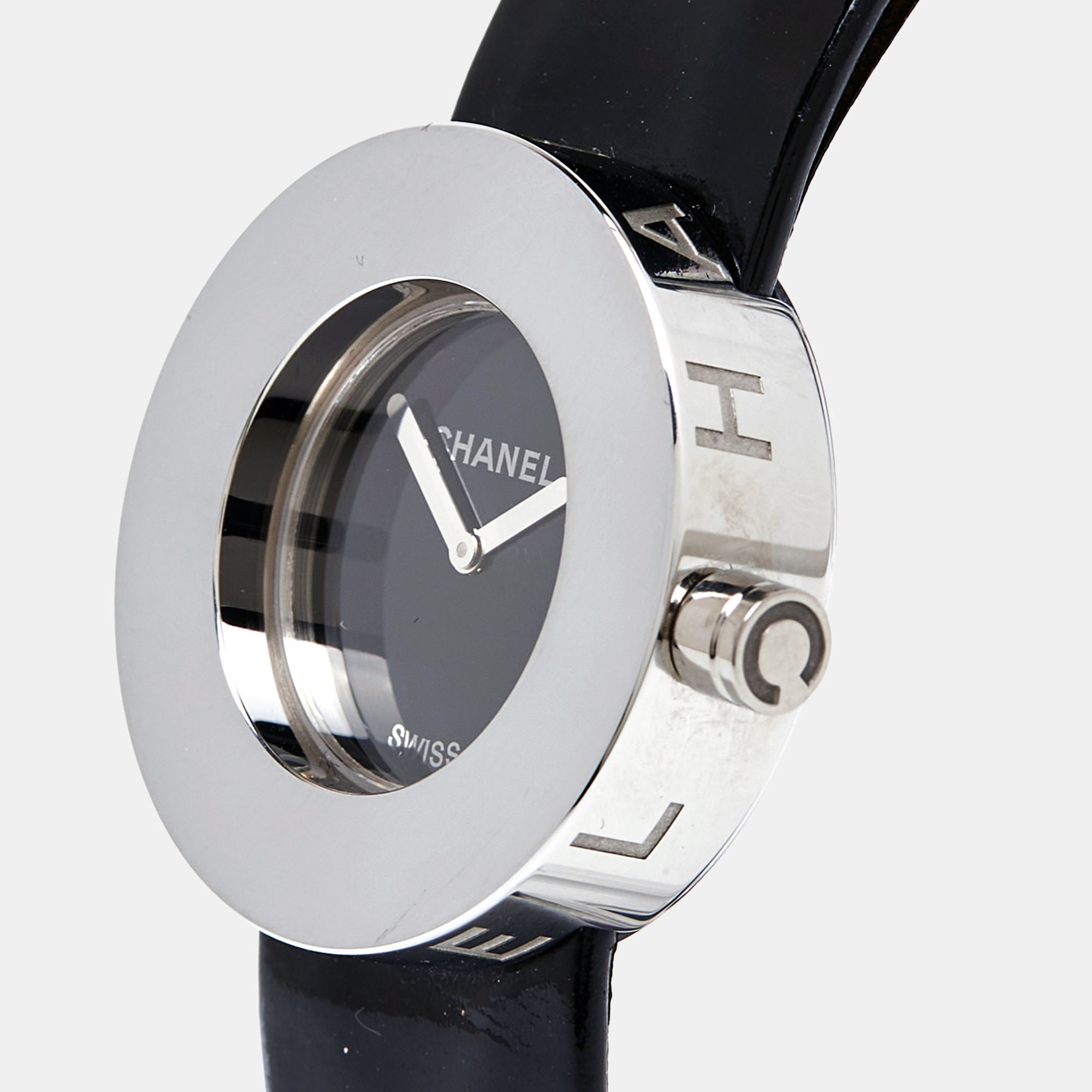

Chanel Black Stainless Steel Leather La Ronde H0579 Women's Wristwatch