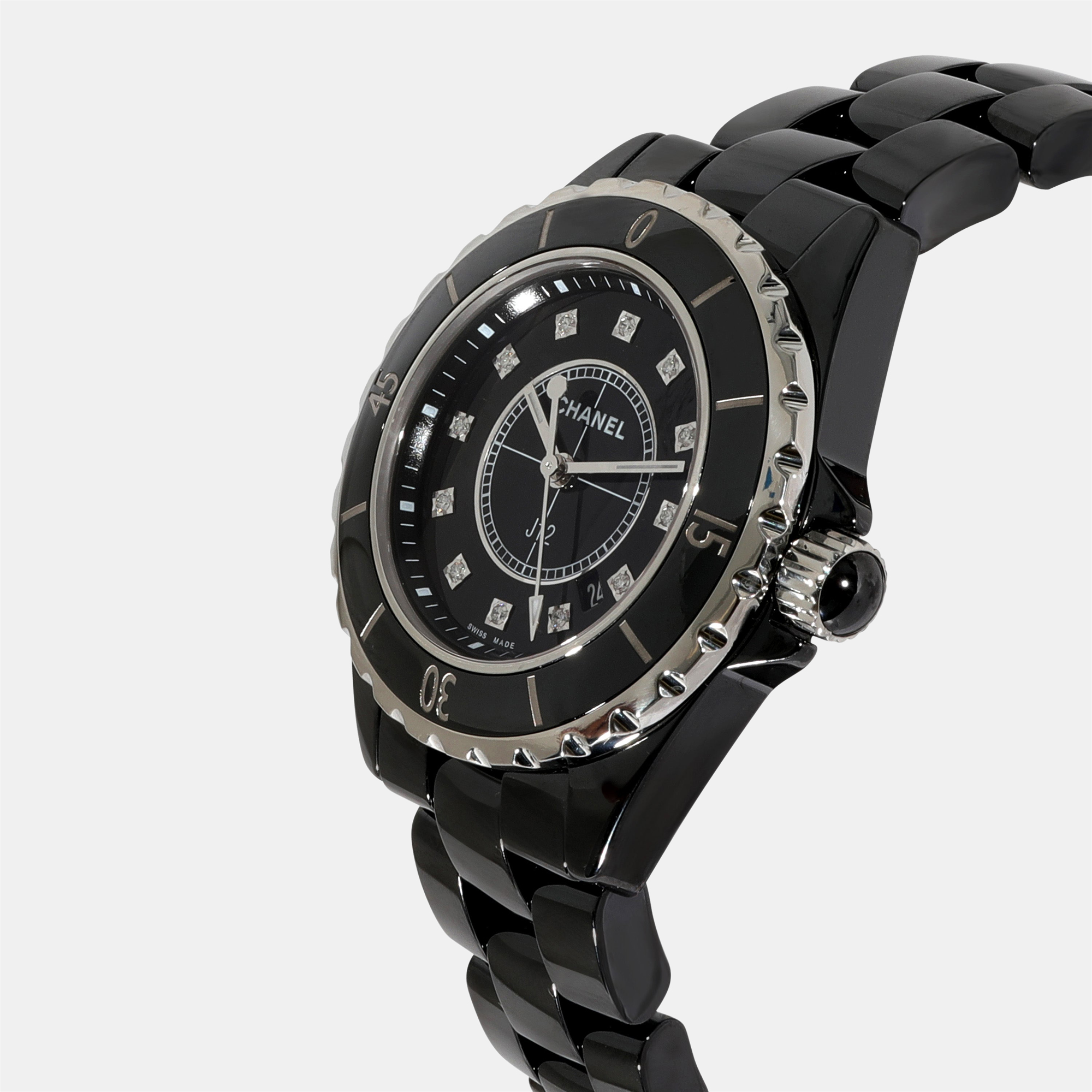 

Chanel Black Diamonds Stainless Steel J12 H1625 Women's Wristwatch 33 mm